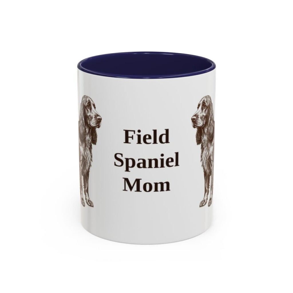 11oz Field Spaniel Dog Mom Mug, Navy, front view