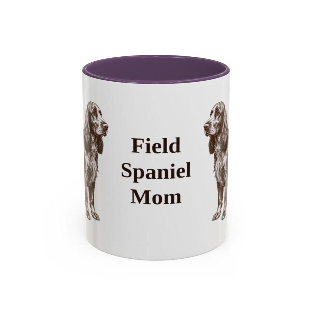11oz Field Spaniel Dog Mom Mug, Purple, front view