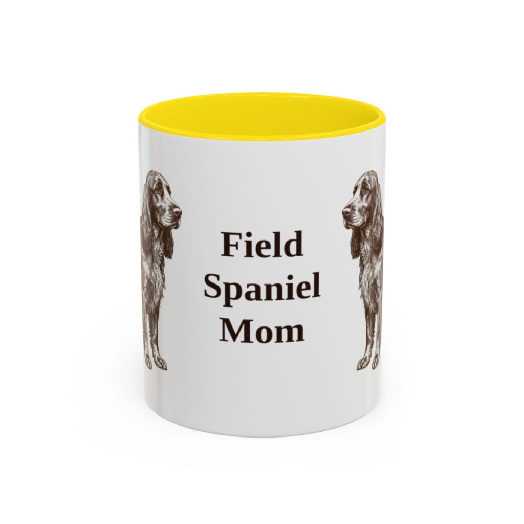 11oz Field Spaniel Dog Mom Mug, Yellow, front view