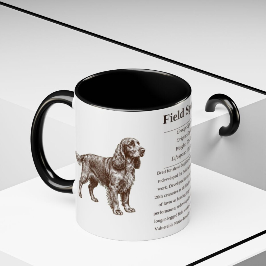 11oz Field Spaniel Mug, Black, lifestyle photo
