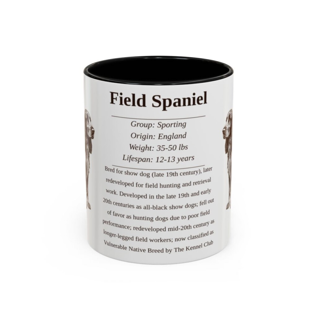 11oz Field Spaniel Mug, Black, front view