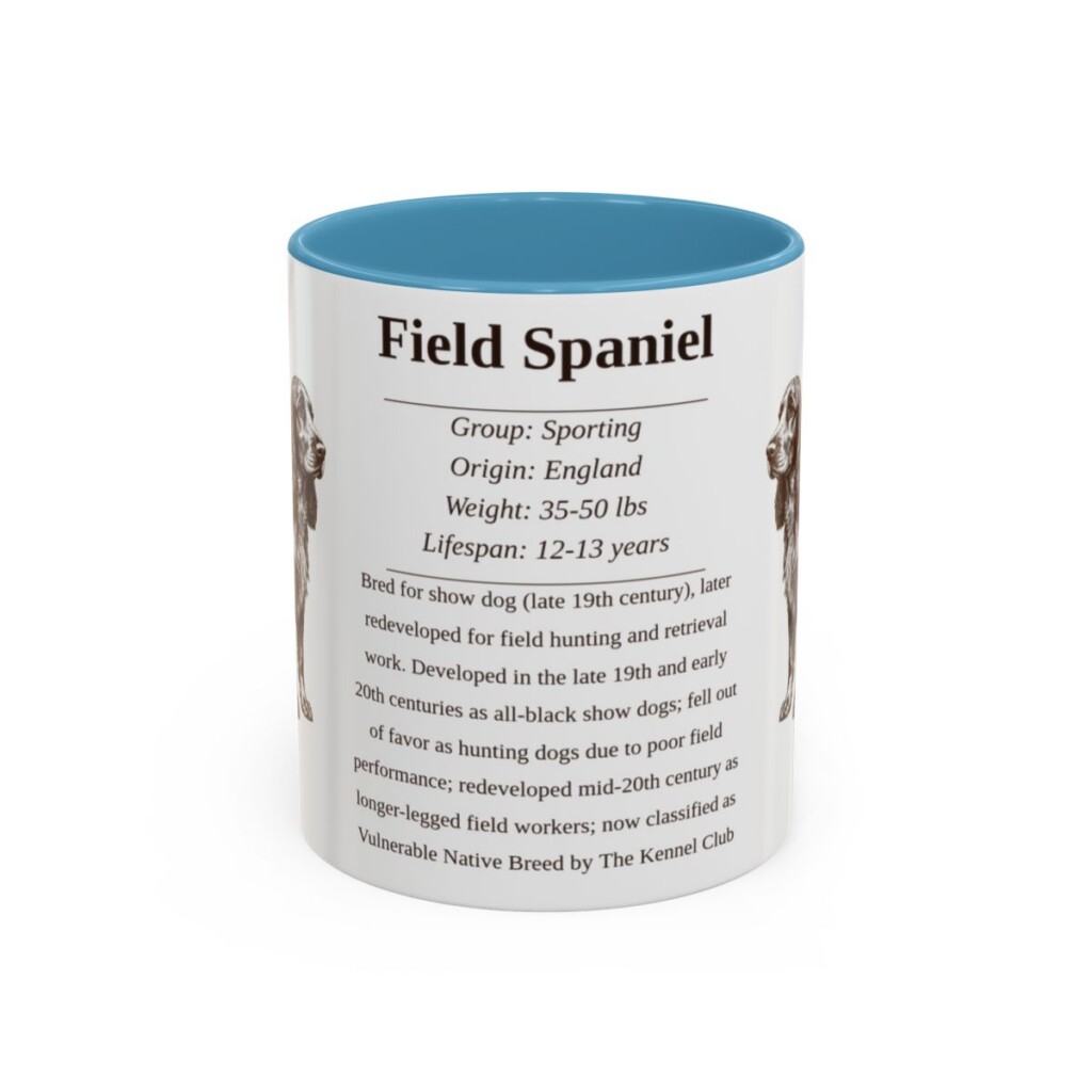 11oz Field Spaniel Mug, Light Blue, front view