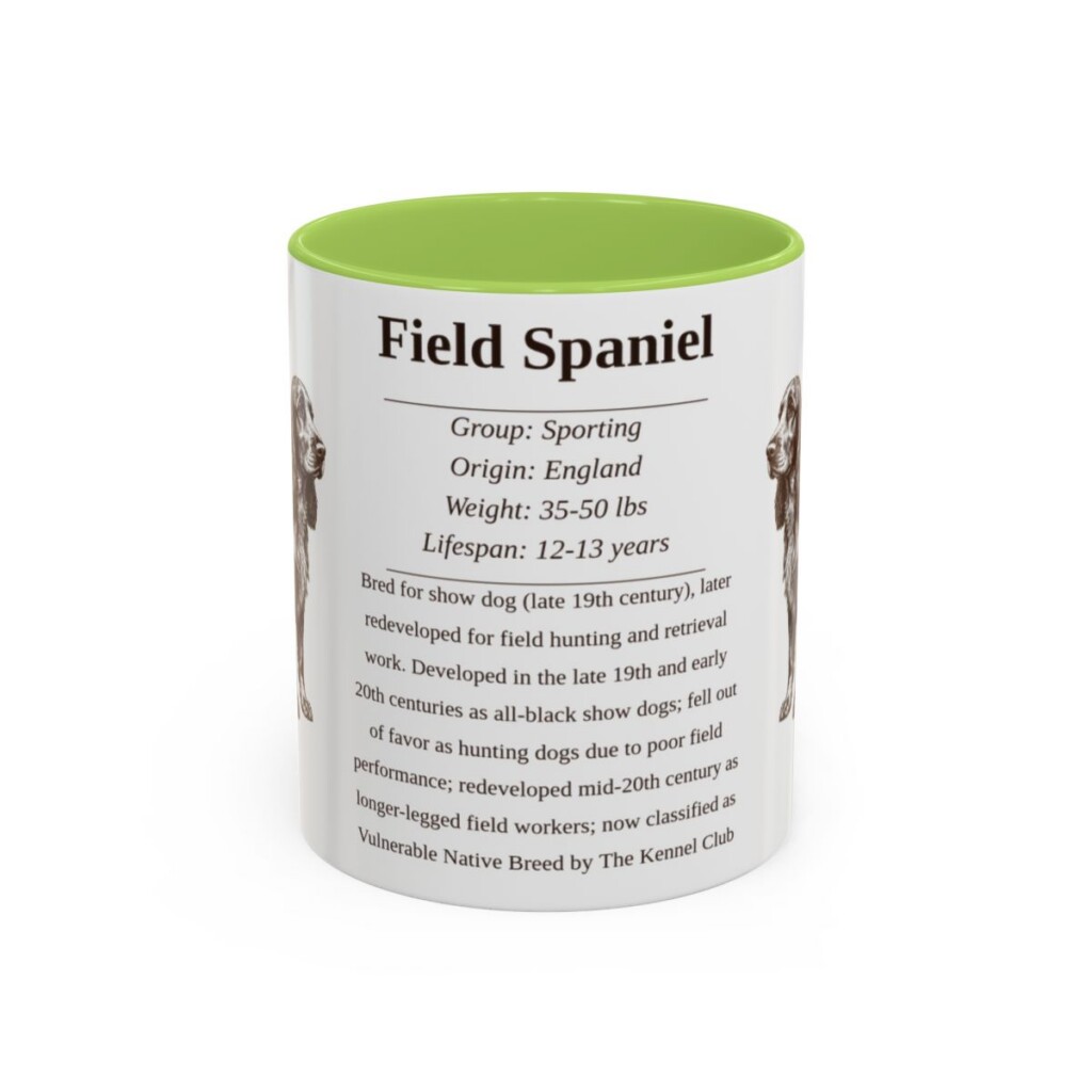 11oz Field Spaniel Mug, Light Green, front view