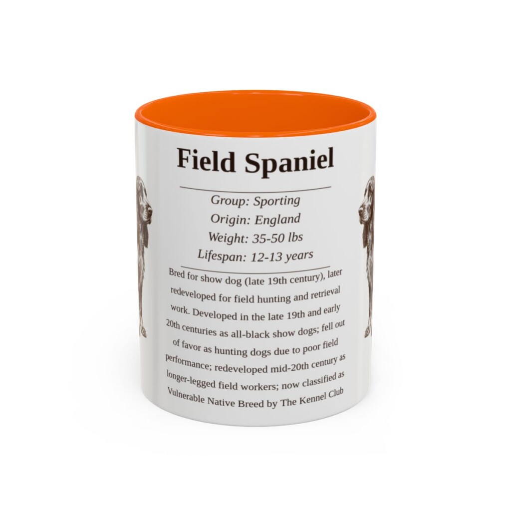 11oz Field Spaniel Mug, Orange, front view