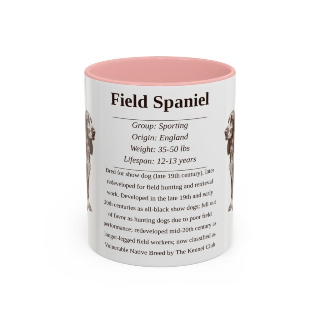 11oz Field Spaniel Mug, Pink, front view
