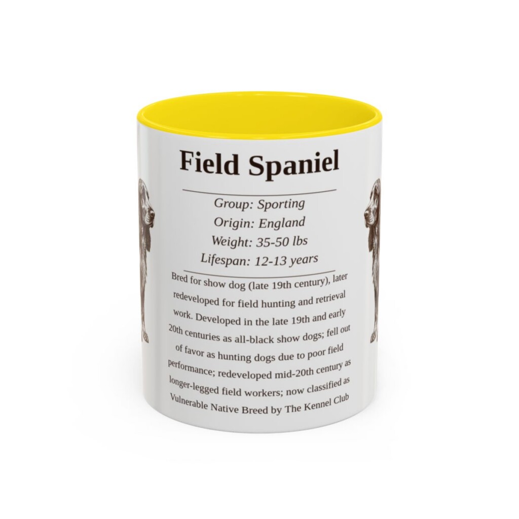 11oz Field Spaniel Mug, Yellow, front view