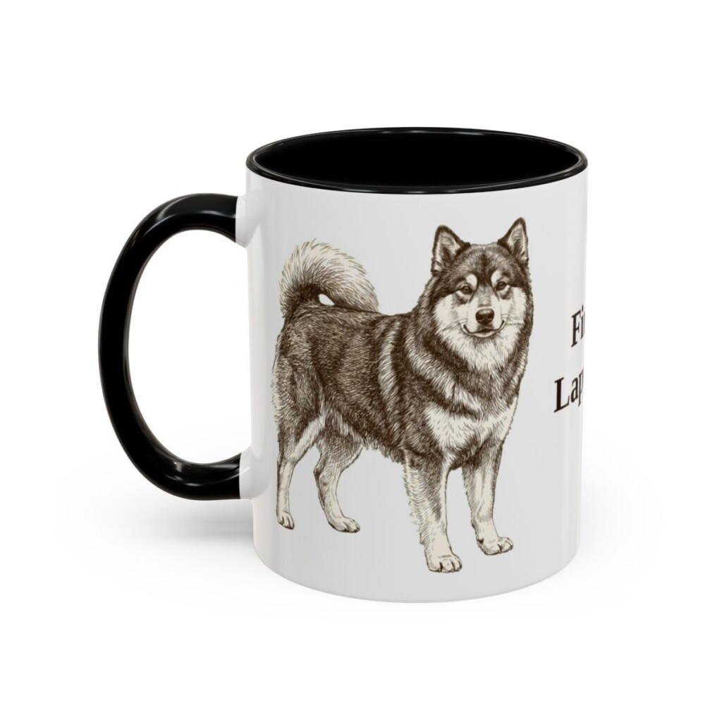 11oz Finnish Lapphund Mug, Black, left side view