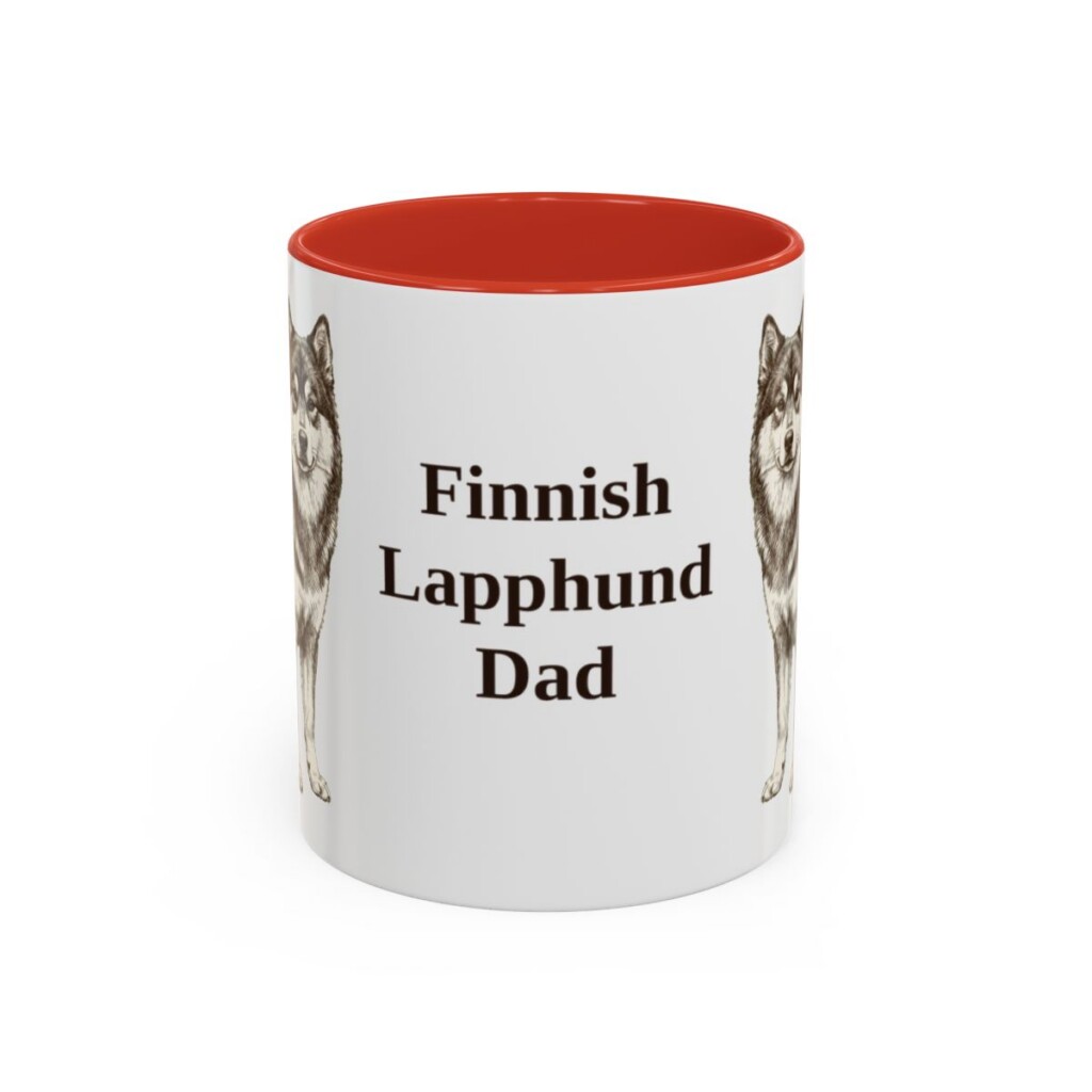 11oz Finnish Lapphund Dog Dad Mug, Red, front view