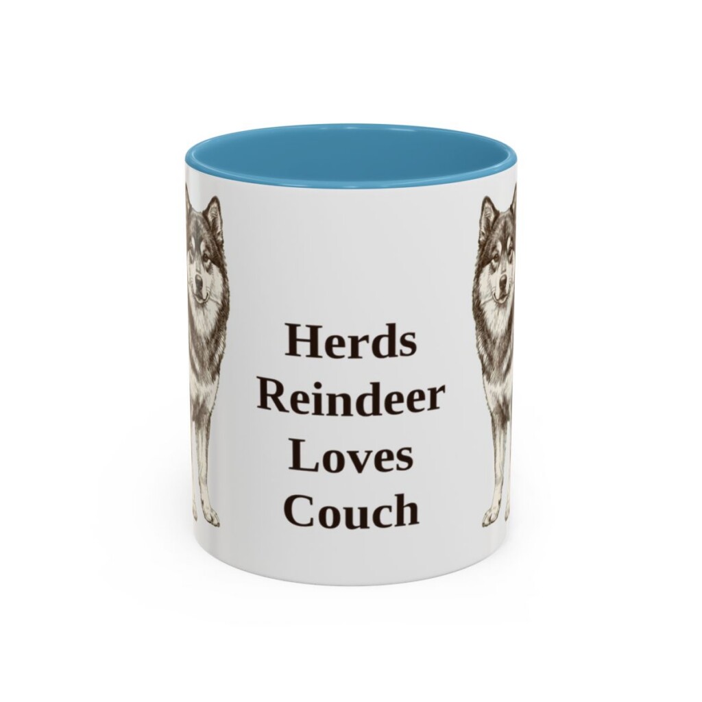 11oz Funny Finnish Lapphund Mug, Light Blue, front view