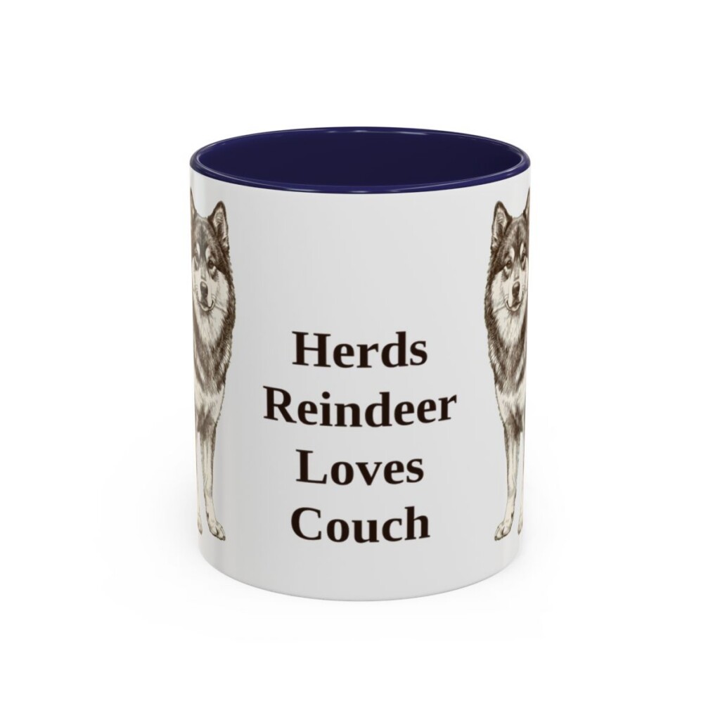 11oz Funny Finnish Lapphund Mug, Navy, front view