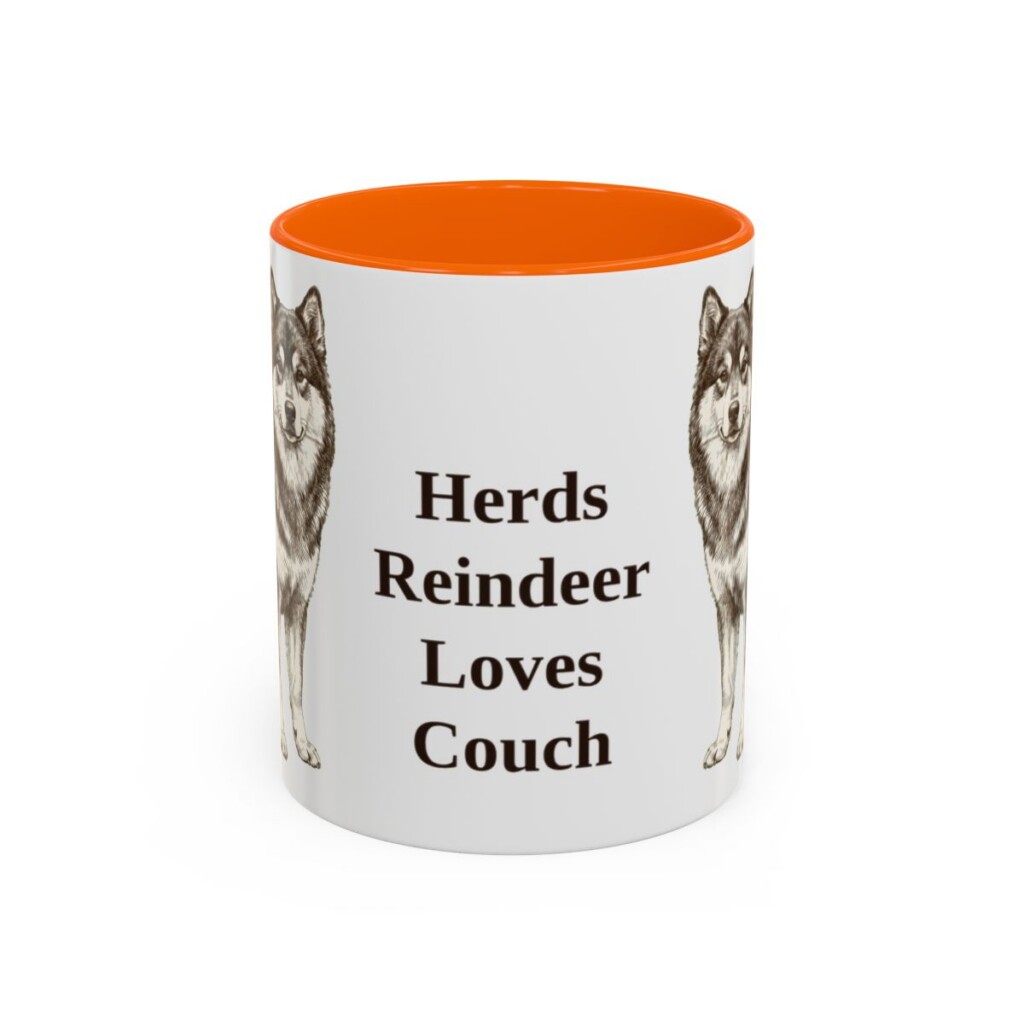 11oz Funny Finnish Lapphund Mug, Orange, front view