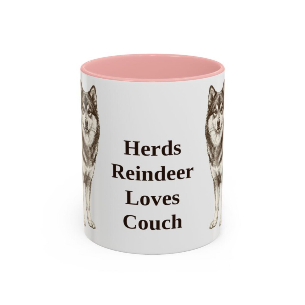 11oz Funny Finnish Lapphund Mug, Pink, front view