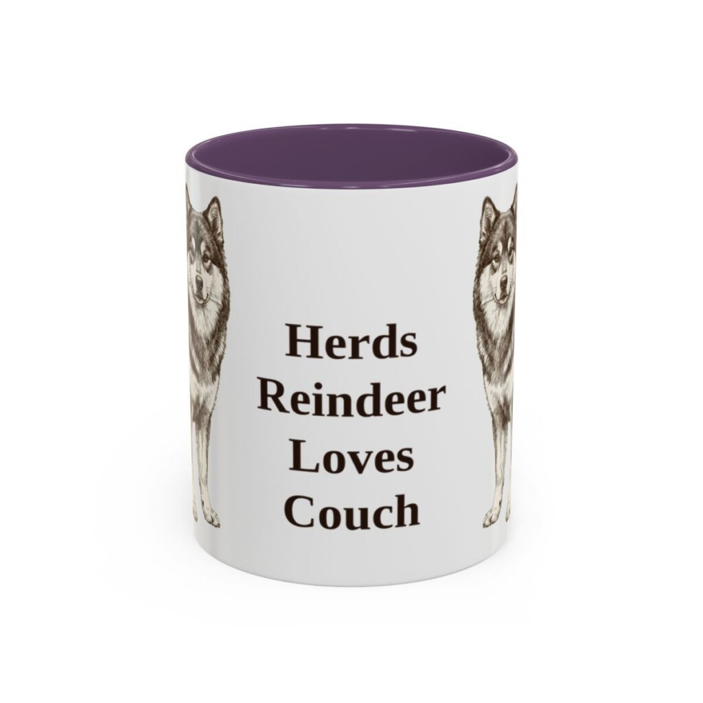 11oz Funny Finnish Lapphund Mug, Purple, front view