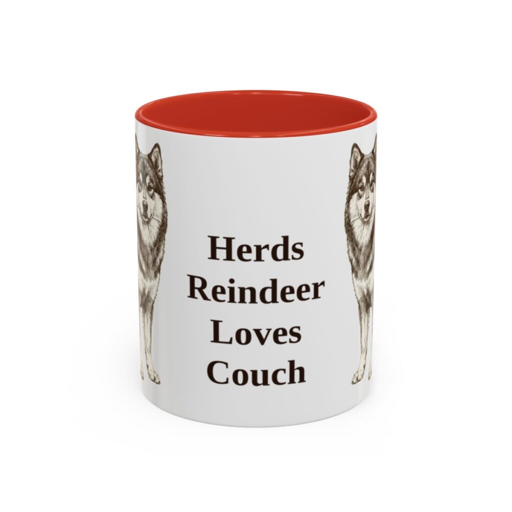 11oz Funny Finnish Lapphund Mug, Red, front view