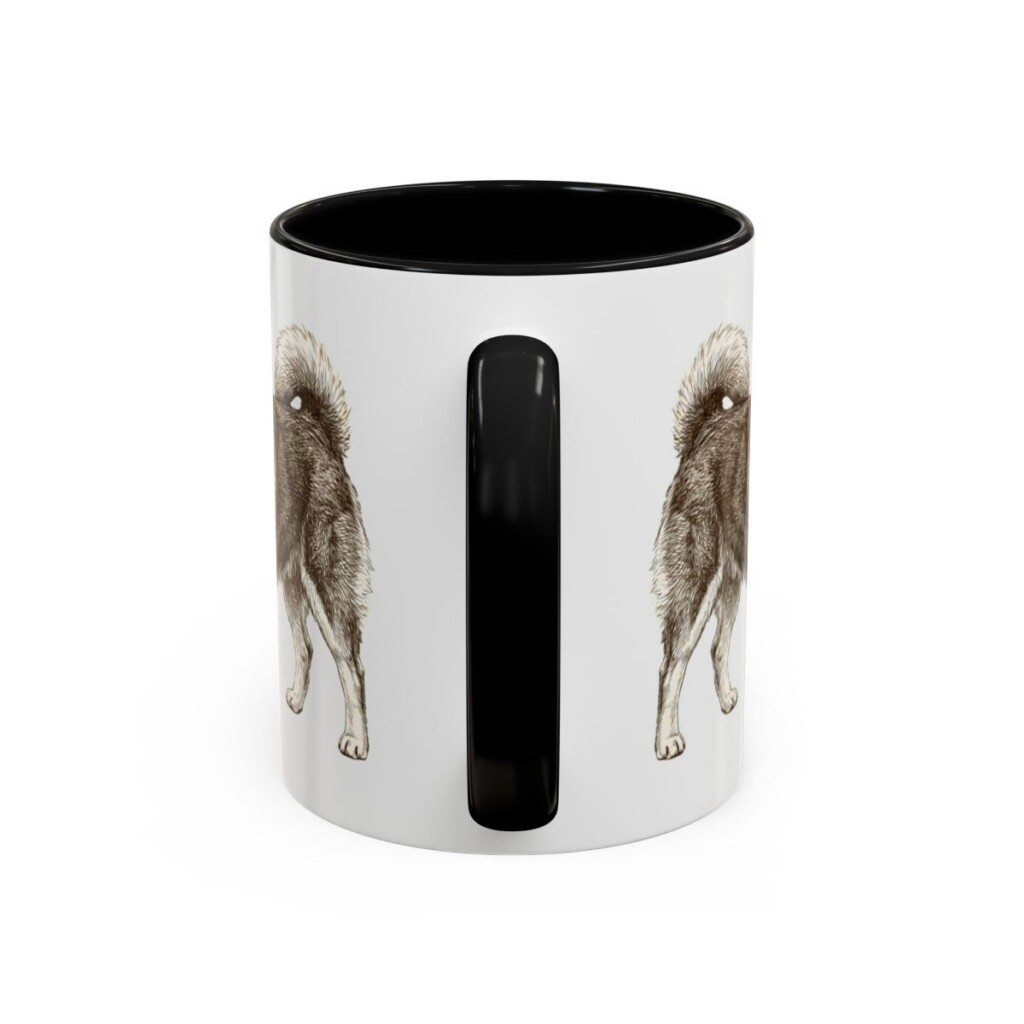 11oz Finnish Lapphund Latin Mug, Black, back view