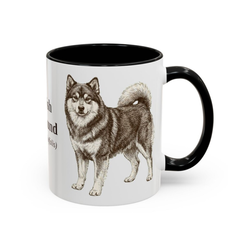 11oz Finnish Lapphund Latin Mug, Black, right side view