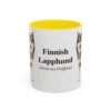 11oz Finnish Lapphund Latin Mug, Yellow, front view