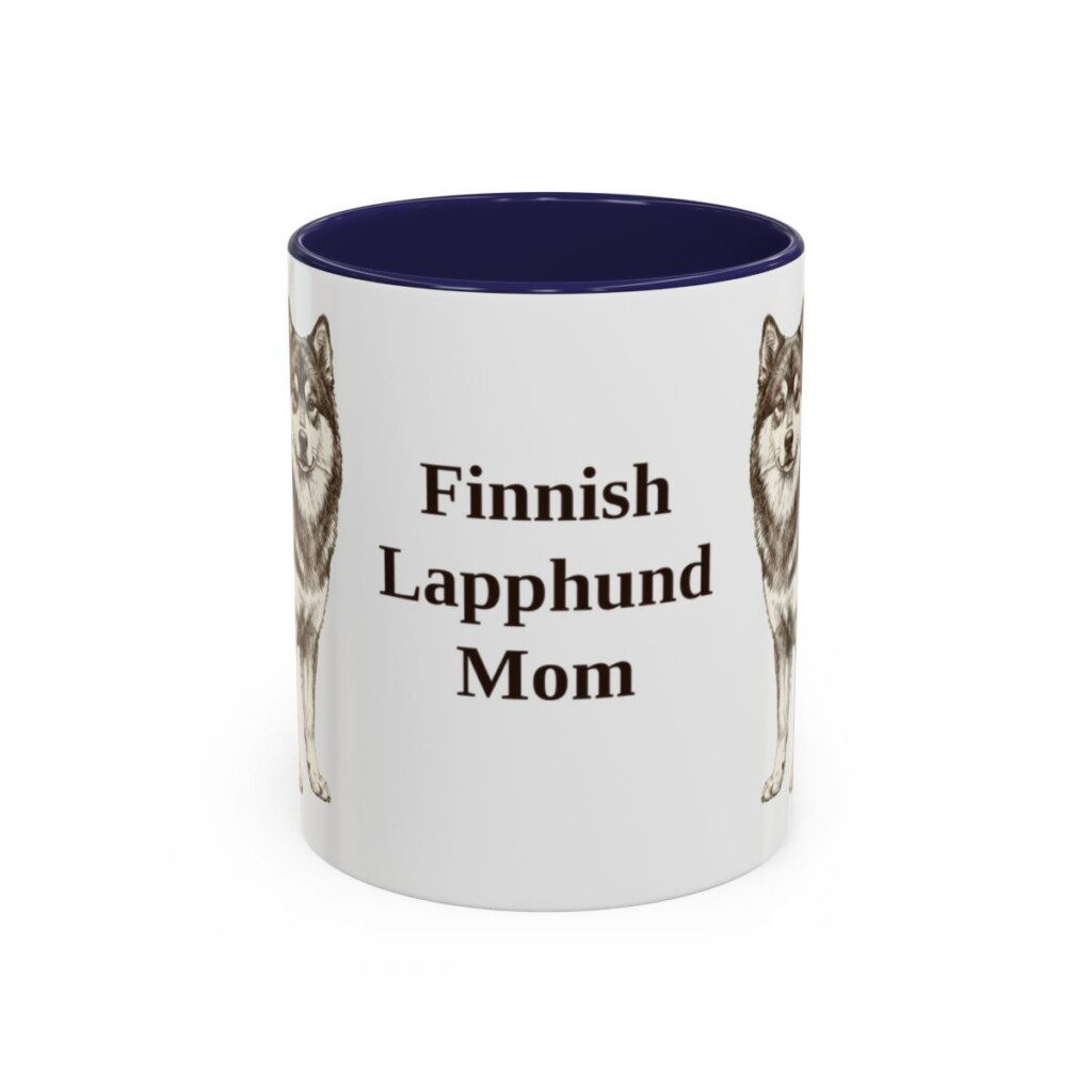 11oz Finnish Lapphund Dog Mom Mug, Navy, front view