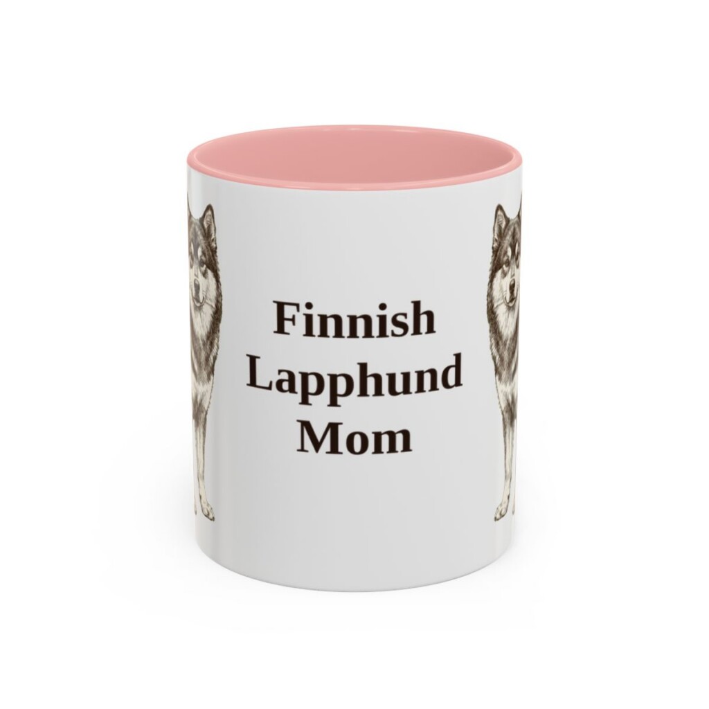 11oz Finnish Lapphund Dog Mom Mug, Pink, front view
