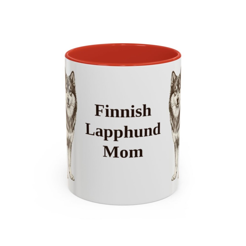 11oz Finnish Lapphund Dog Mom Mug, Red, front view
