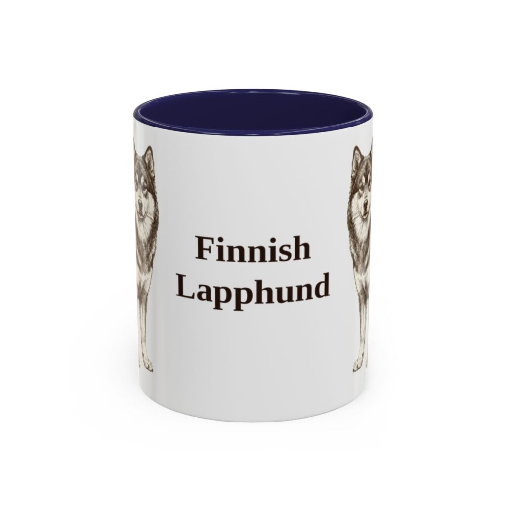 11oz Finnish Lapphund Mug, Navy, front view
