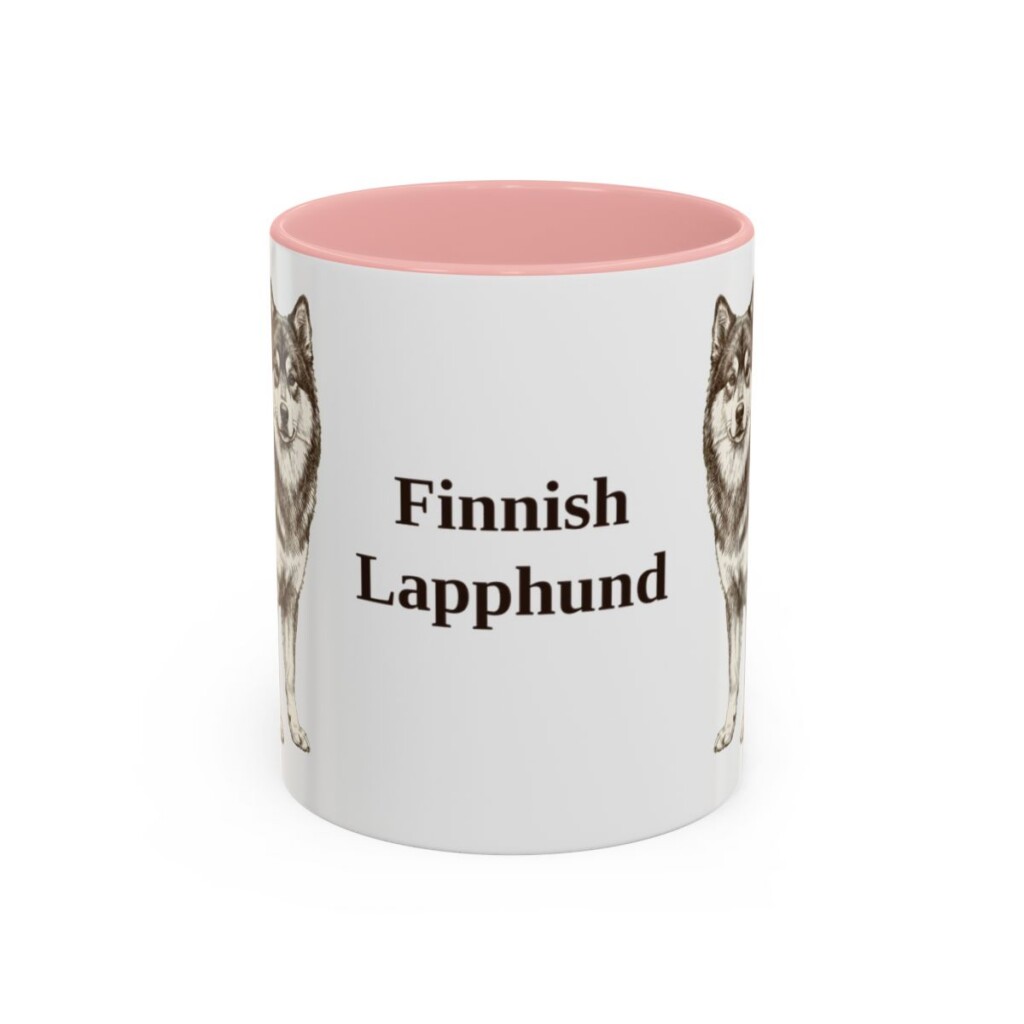 11oz Finnish Lapphund Mug, Pink, front view