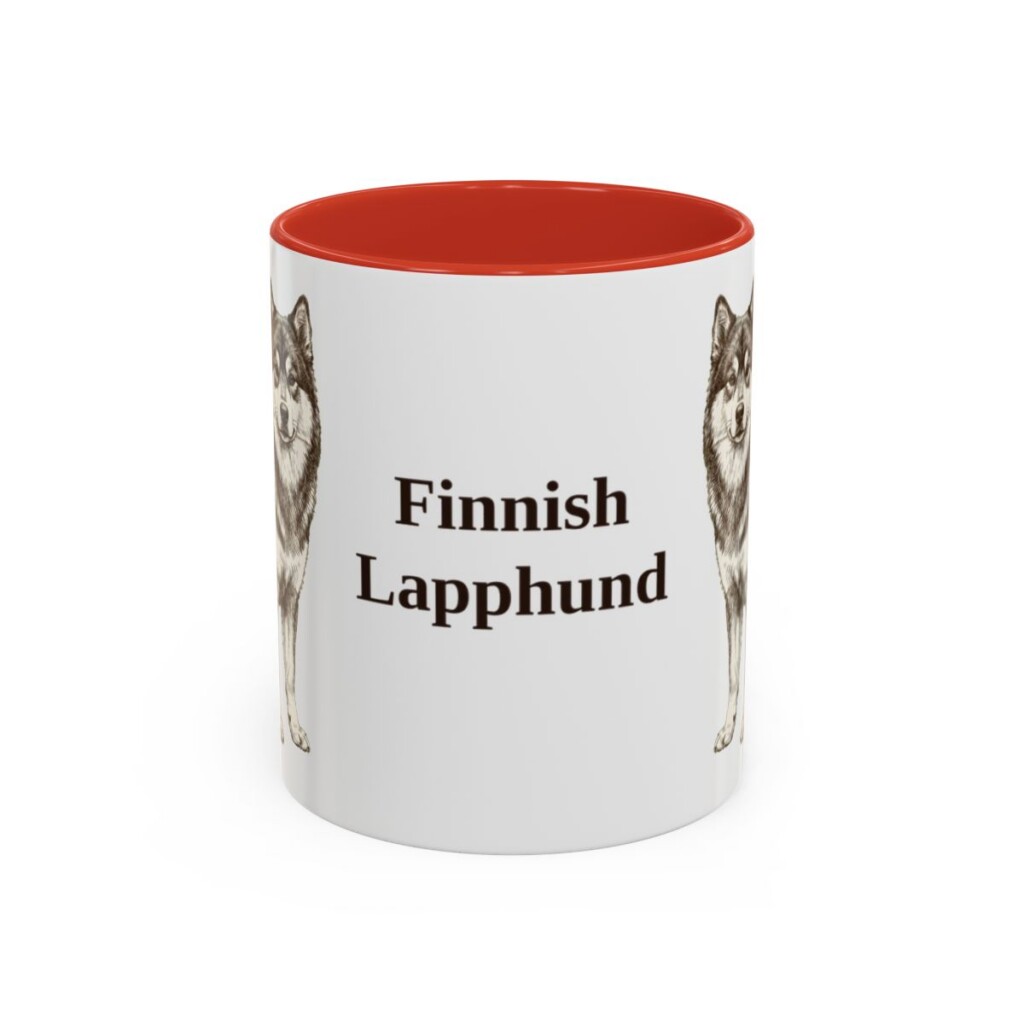 11oz Finnish Lapphund Mug, Red, front view