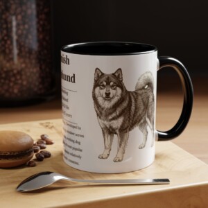 11oz Finnish Lapphund Mug, Black, lifestyle photo