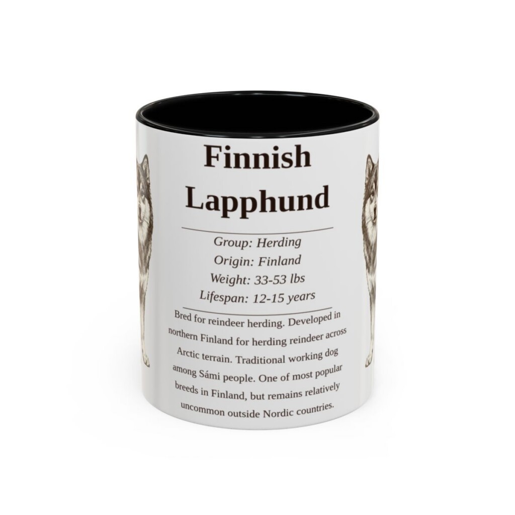 11oz Finnish Lapphund Mug, Black, front view