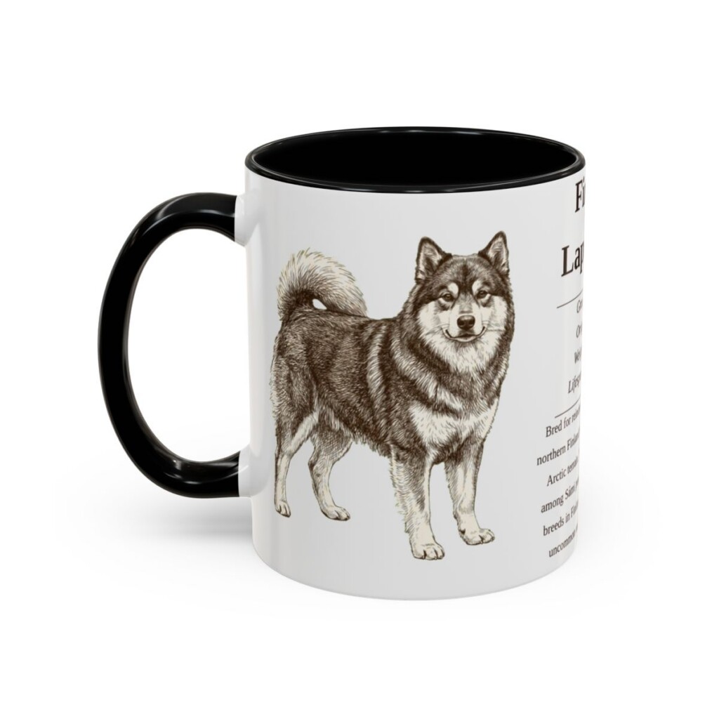 11oz Finnish Lapphund Mug, Black, left side view