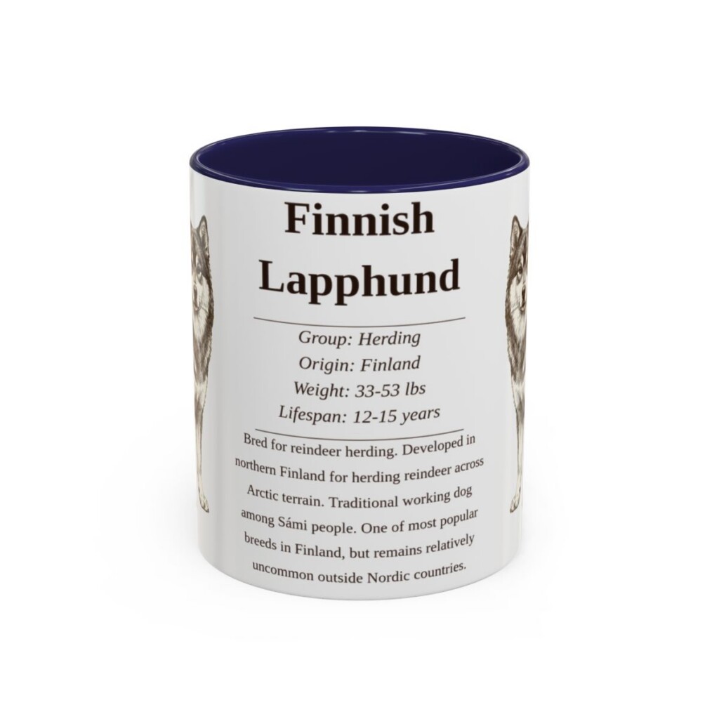 11oz Finnish Lapphund Mug, Navy, front view