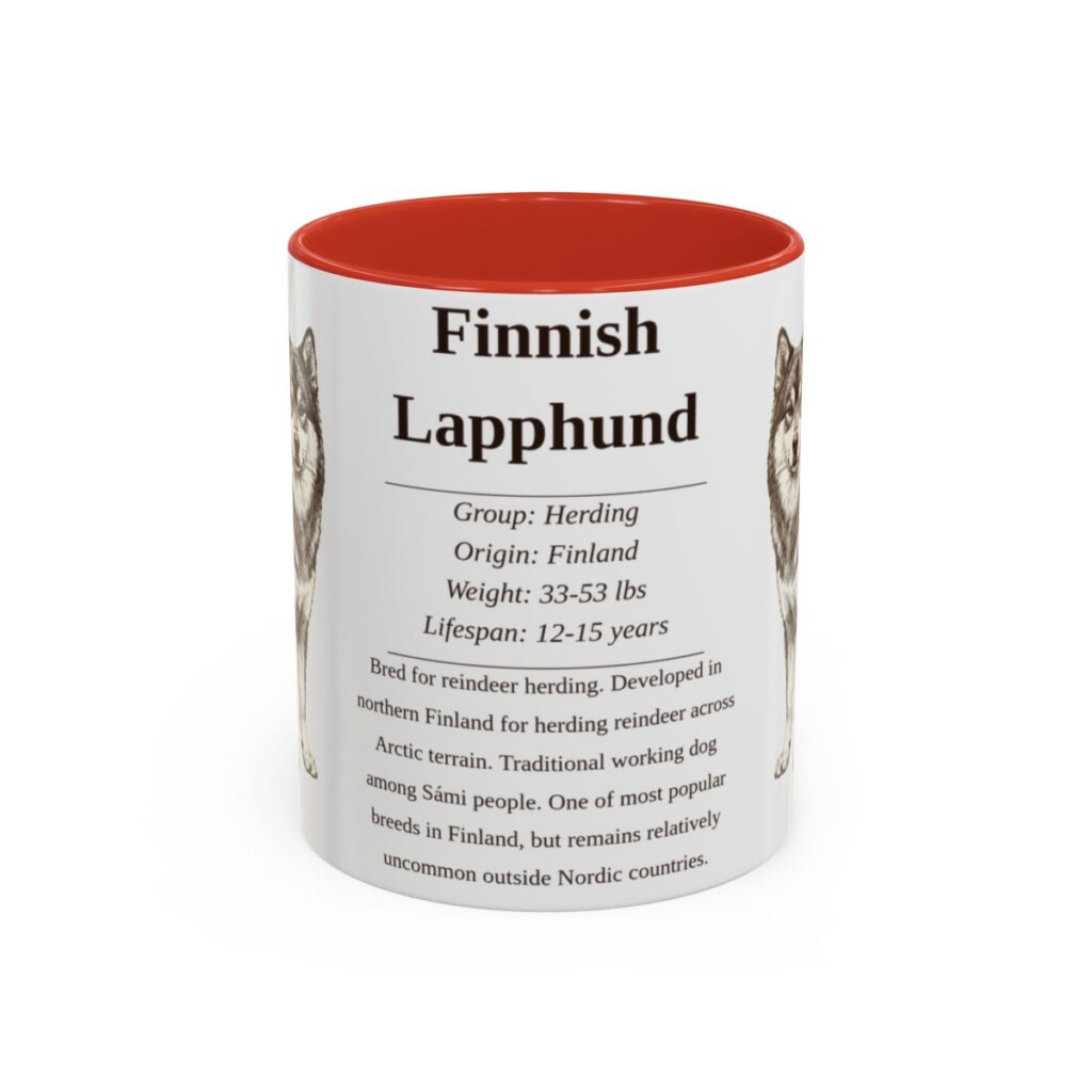 11oz Finnish Lapphund Mug, Red, front view