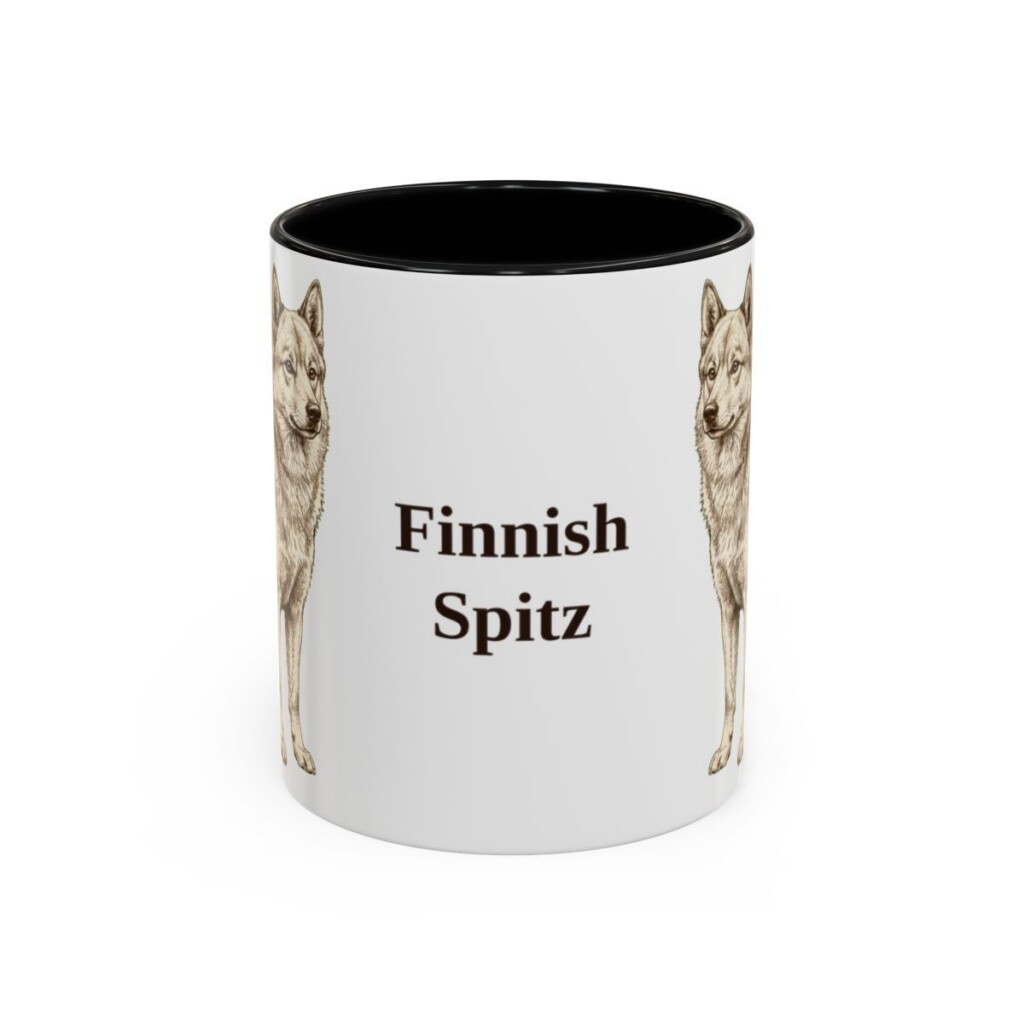 11oz Finnish Spitz Mug, Black, front view