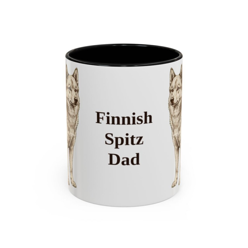 11oz-finnish-spitz-mug-dad-black-front 11oz Finnish Spitz Dog Dad Mug, Black, front view