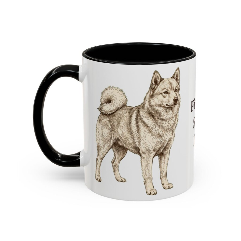 11oz-finnish-spitz-mug-dad-black-left 11oz Finnish Spitz Dog Dad Mug, Black, left side view
