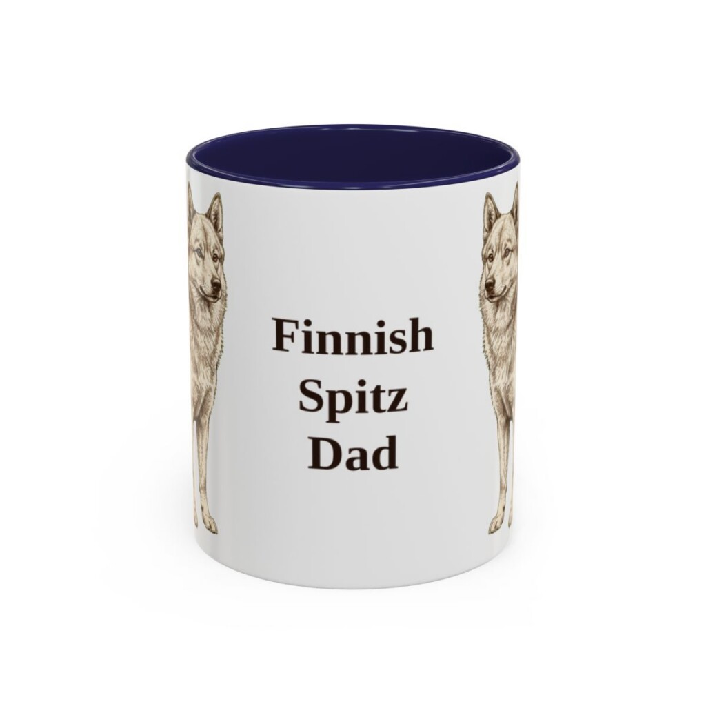11oz-finnish-spitz-mug-dad-navy 11oz Finnish Spitz Dog Dad Mug, Navy, front view