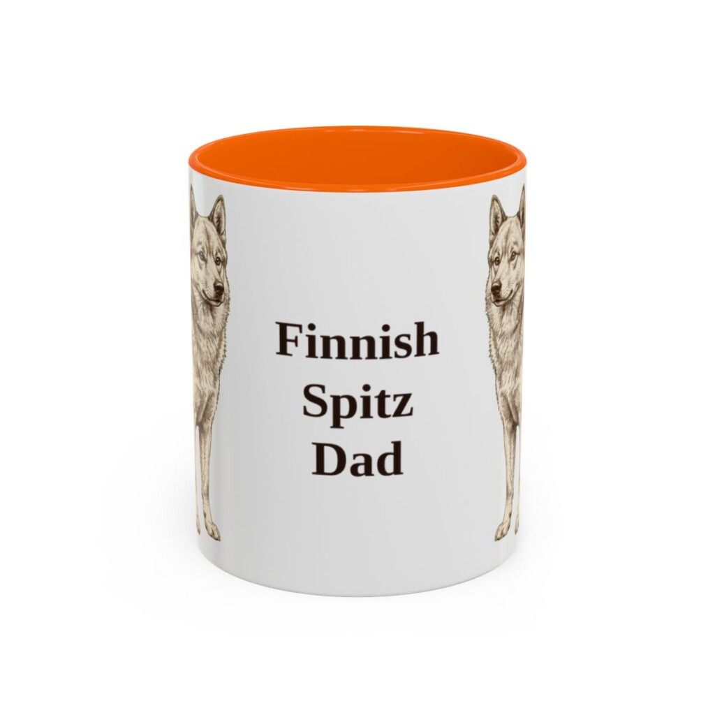 11oz-finnish-spitz-mug-dad-orange 11oz Finnish Spitz Dog Dad Mug, Orange, front view