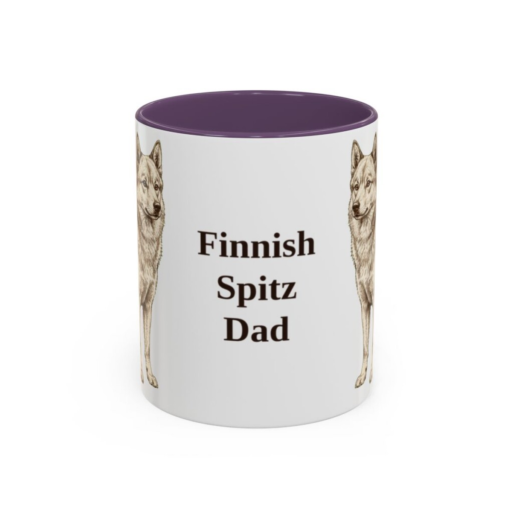 11oz-finnish-spitz-mug-dad-purple 11oz Finnish Spitz Dog Dad Mug, Purple, front view