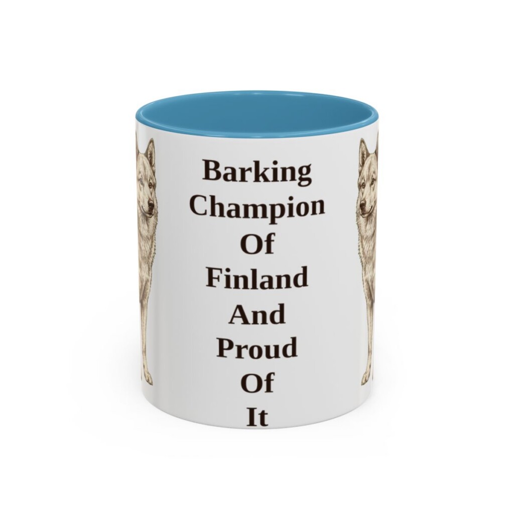 11oz-finnish-spitz-mug-humor-light-blue 11oz Funny Finnish Spitz Mug, Light Blue, front view