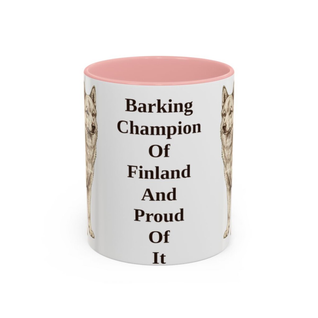11oz-finnish-spitz-mug-humor-pink 11oz Funny Finnish Spitz Mug, Pink, front view