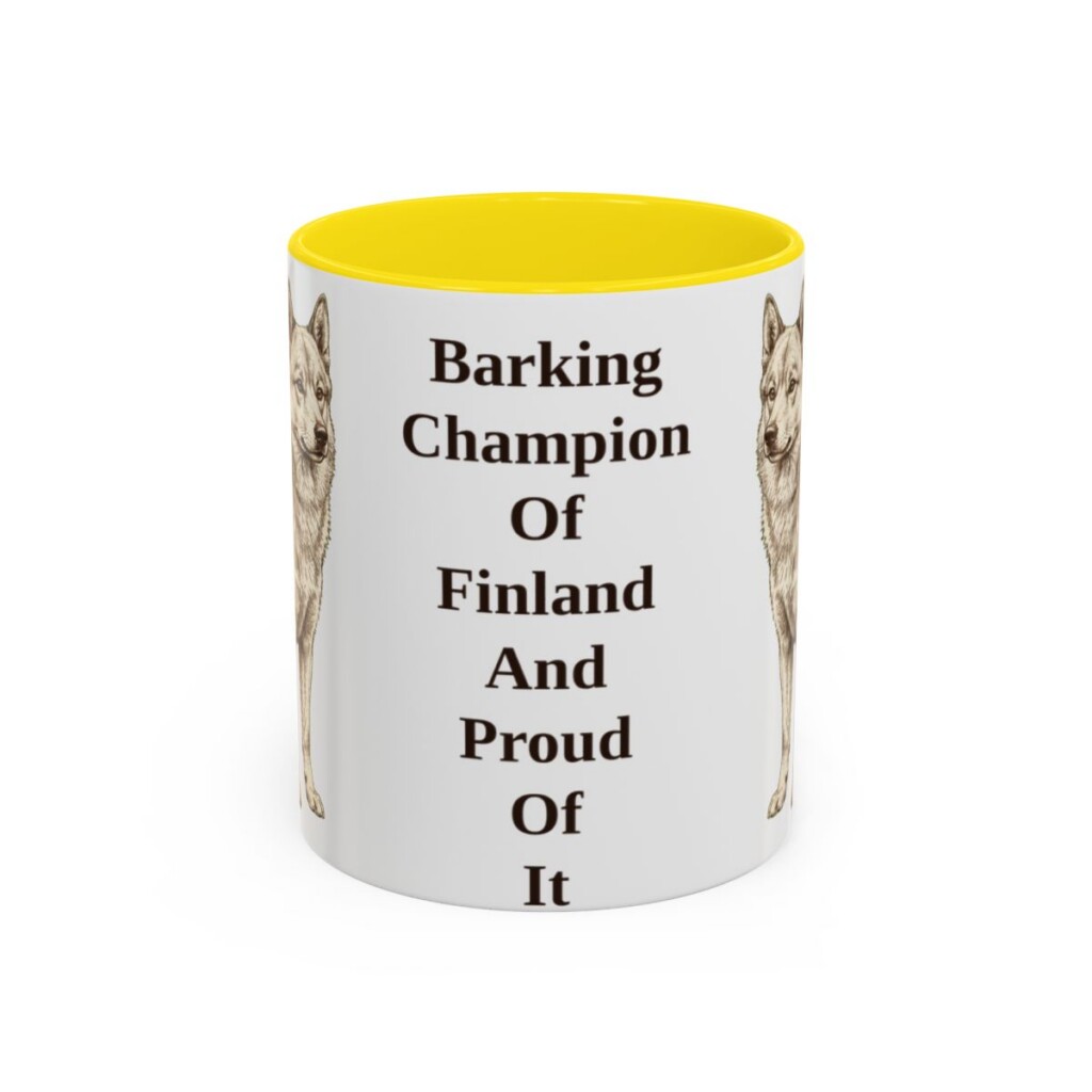11oz-finnish-spitz-mug-humor-yellow 11oz Funny Finnish Spitz Mug, Yellow, front view