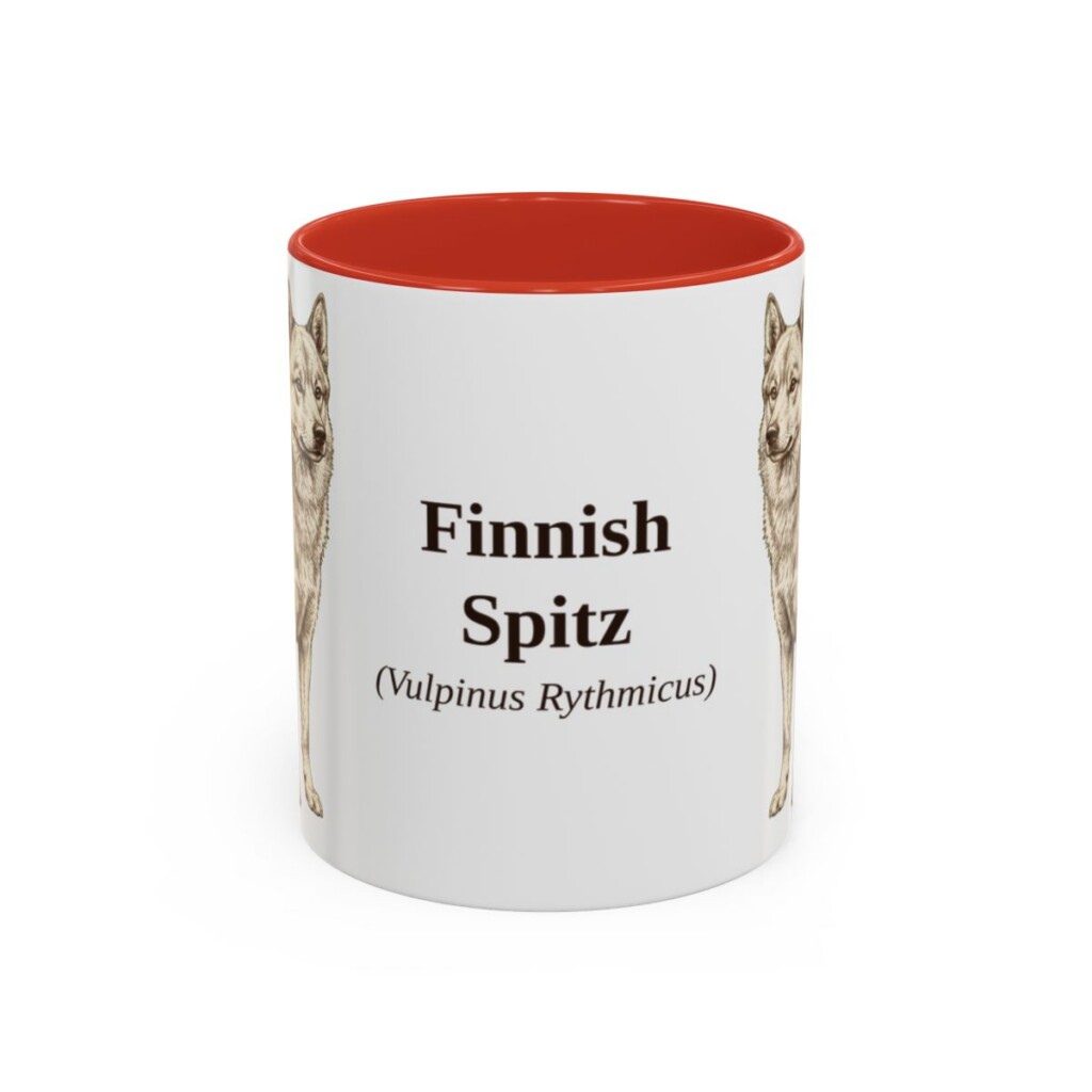11oz Finnish Spitz Latin Mug, Red, front view