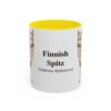 11oz Finnish Spitz Latin Mug, Yellow, front view