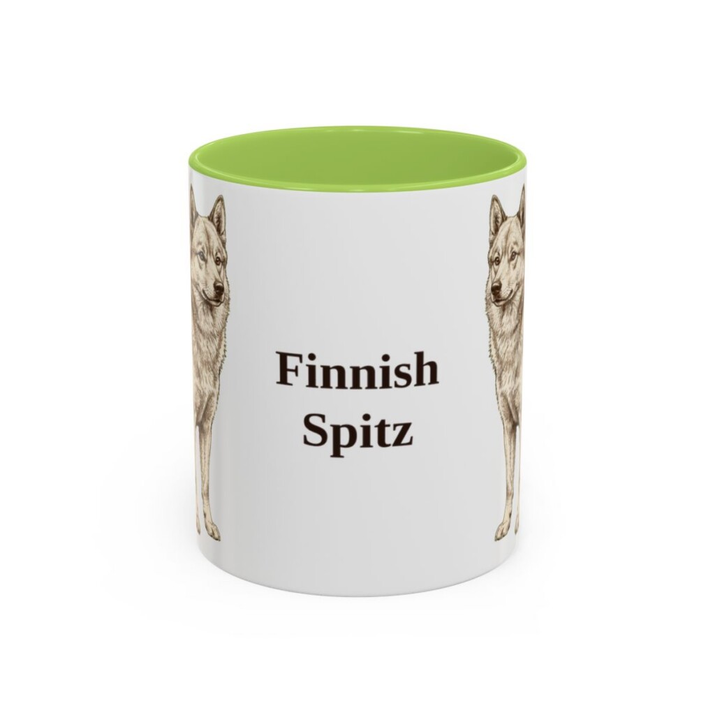 11oz Finnish Spitz Mug, Light Green, front view