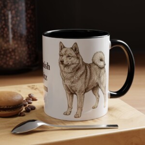 11oz Finnish Spitz Dog Mom Mug, Black, lifestyle photo