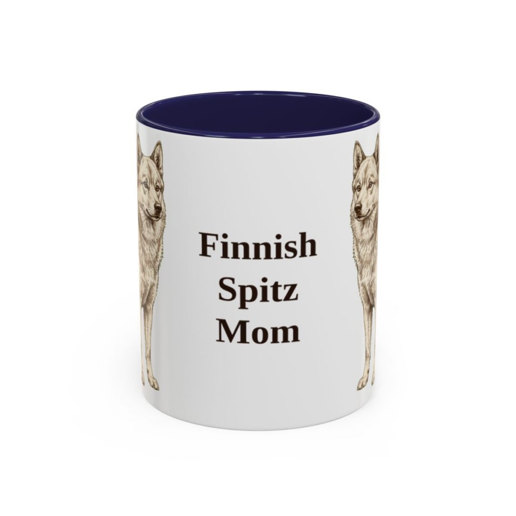 11oz-finnish-spitz-mug-mom-navy 11oz Finnish Spitz Dog Mom Mug, Navy, front view