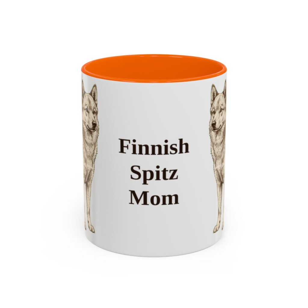 11oz-finnish-spitz-mug-mom-orange 11oz Finnish Spitz Dog Mom Mug, Orange, front view