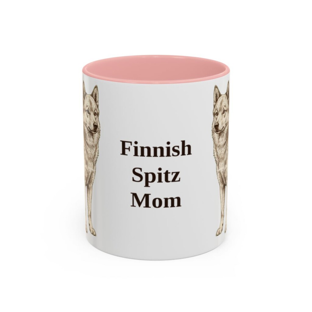 11oz-finnish-spitz-mug-mom-pink 11oz Finnish Spitz Dog Mom Mug, Pink, front view