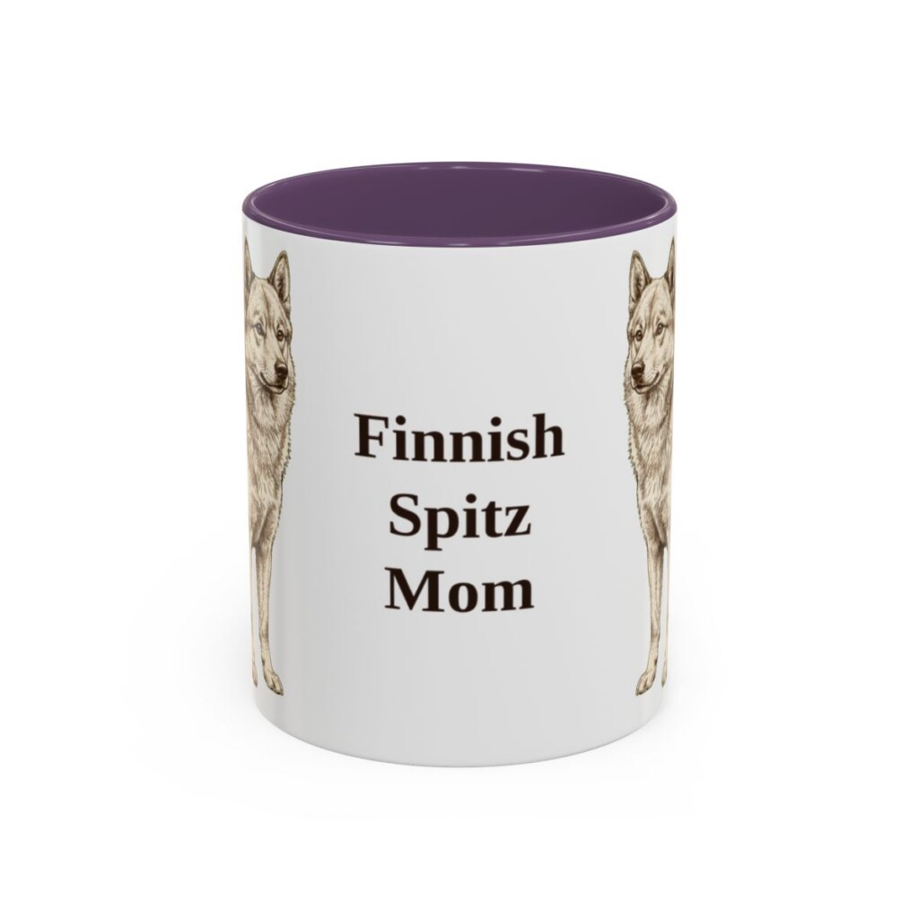 11oz-finnish-spitz-mug-mom-purple 11oz Finnish Spitz Dog Mom Mug, Purple, front view