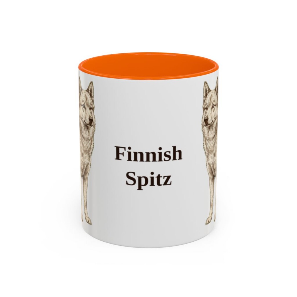 11oz Finnish Spitz Mug, Orange, front view